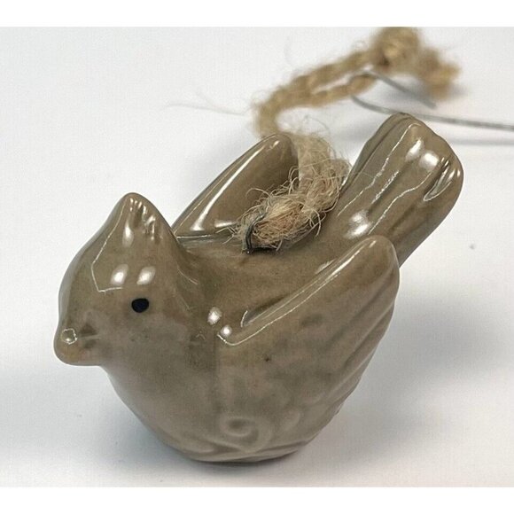 Lot 6 Bird Themed Rustic Holiday CHRISTMAS TREE ORNAMENTS Owl Birdhouse Beige - Picture 4 of 9